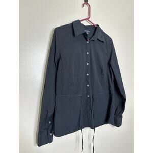 Brooks Brothers Black Woman’s Size 12 Roll Tab Sleeve Button Front Drawstring